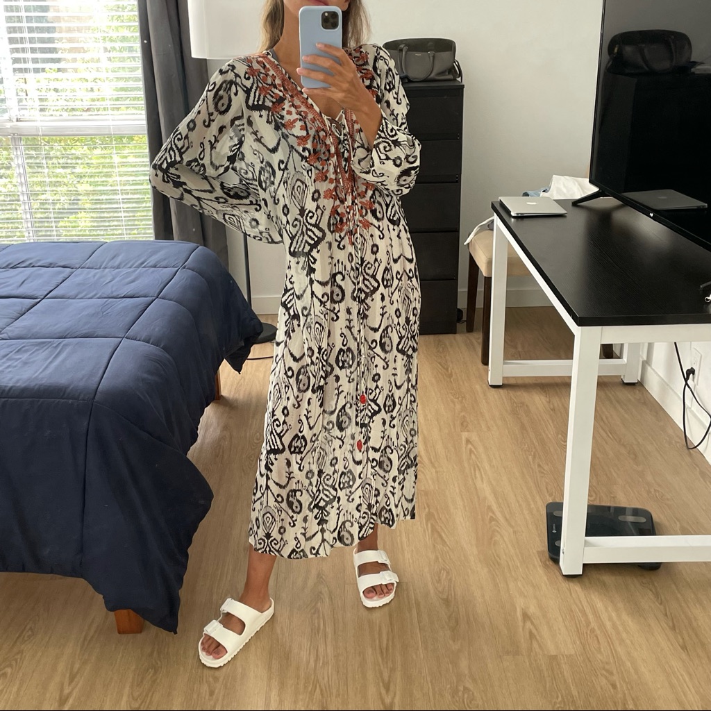 knee length dresses for ladies ZARA. Embroidered effect midi dress Tm/l  Hibuy market